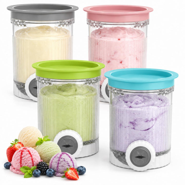 4 Stück Behälter Kompatibel mit Ninja Swirl by CREAMi NC700 NC701 Serie, 473ml Eisbehälter mit bunte