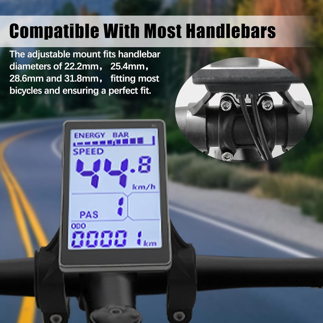 Elektrofahrrad LCD Display, 24V 36V 48V 60V 5-polig Elektrofahrrad-LCD-Messgerät mit Wasserdichter S
