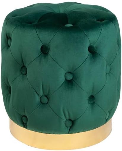 riess-ambiente.de Eleganter Hocker MODERN BAROCK 37cm dunkelgrün Gold Samt Sitzhocker Samthocker, Du