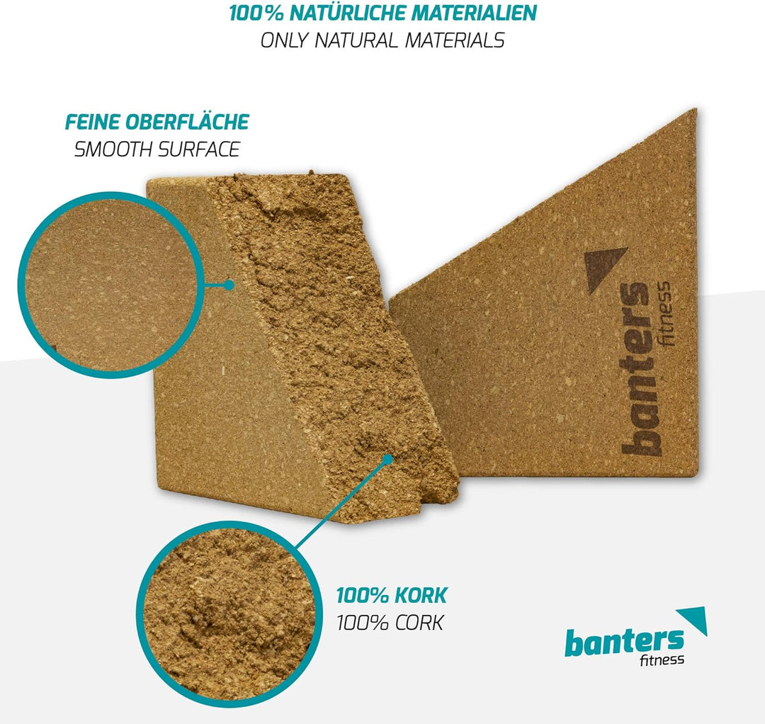 banters Yoga Block 2er Set Kork Supra Grip - Large - 100% Natur aus Naturkork