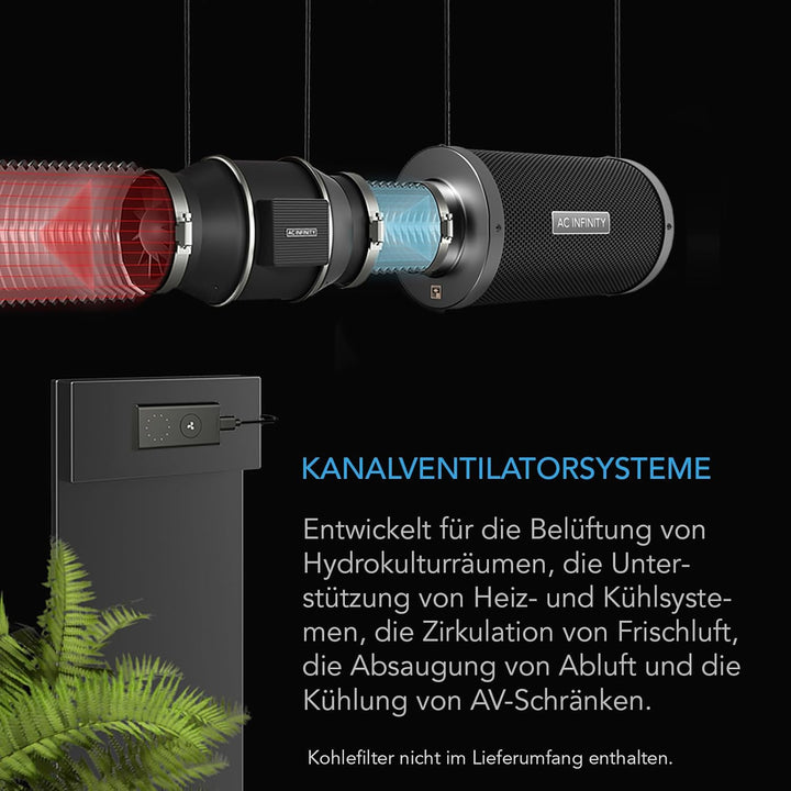 AC Infinity CLOUDLINE PRO S10, leiser 10-Zoll-Inline-Kanalventilator mit Drehzahlregler - EC Motor A