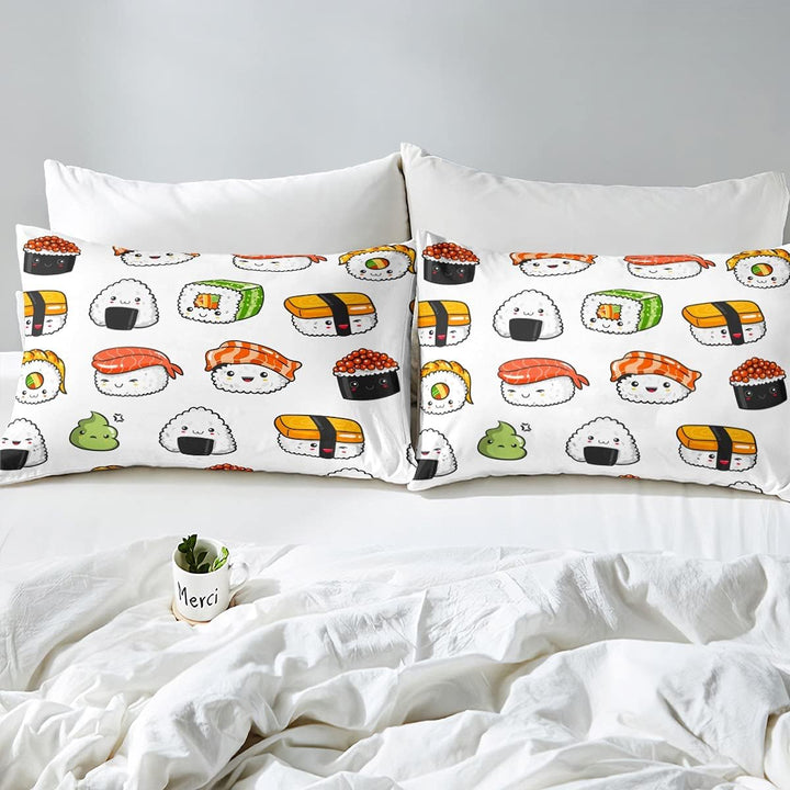 Homemissing Sushi-Muster Bettwäsche 135x200cm im japanischen Stil Trösterbezug für Kinder Jungen Mäd