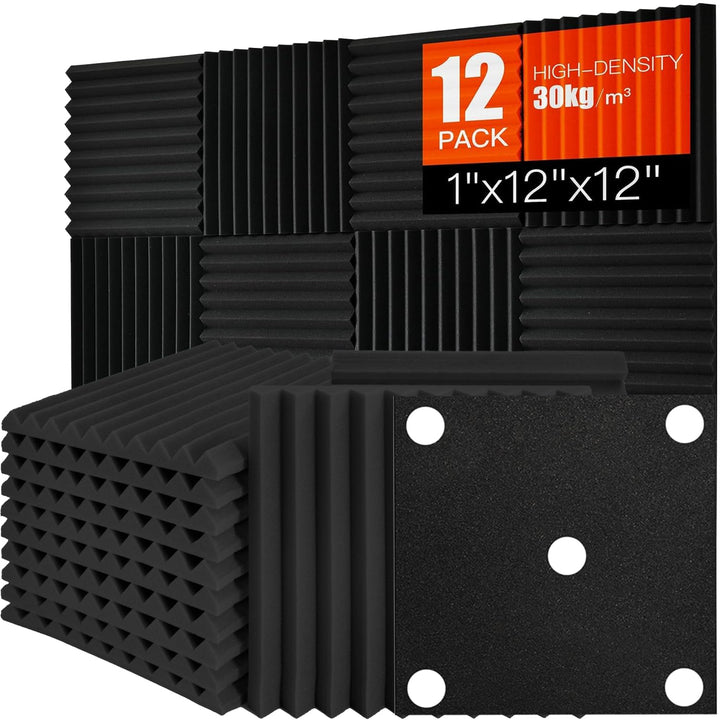 Akustikpaneele selbstklebend 12 Stücke,Akustikschaumstoffplatten Schallabsorbierende Platten Keile S