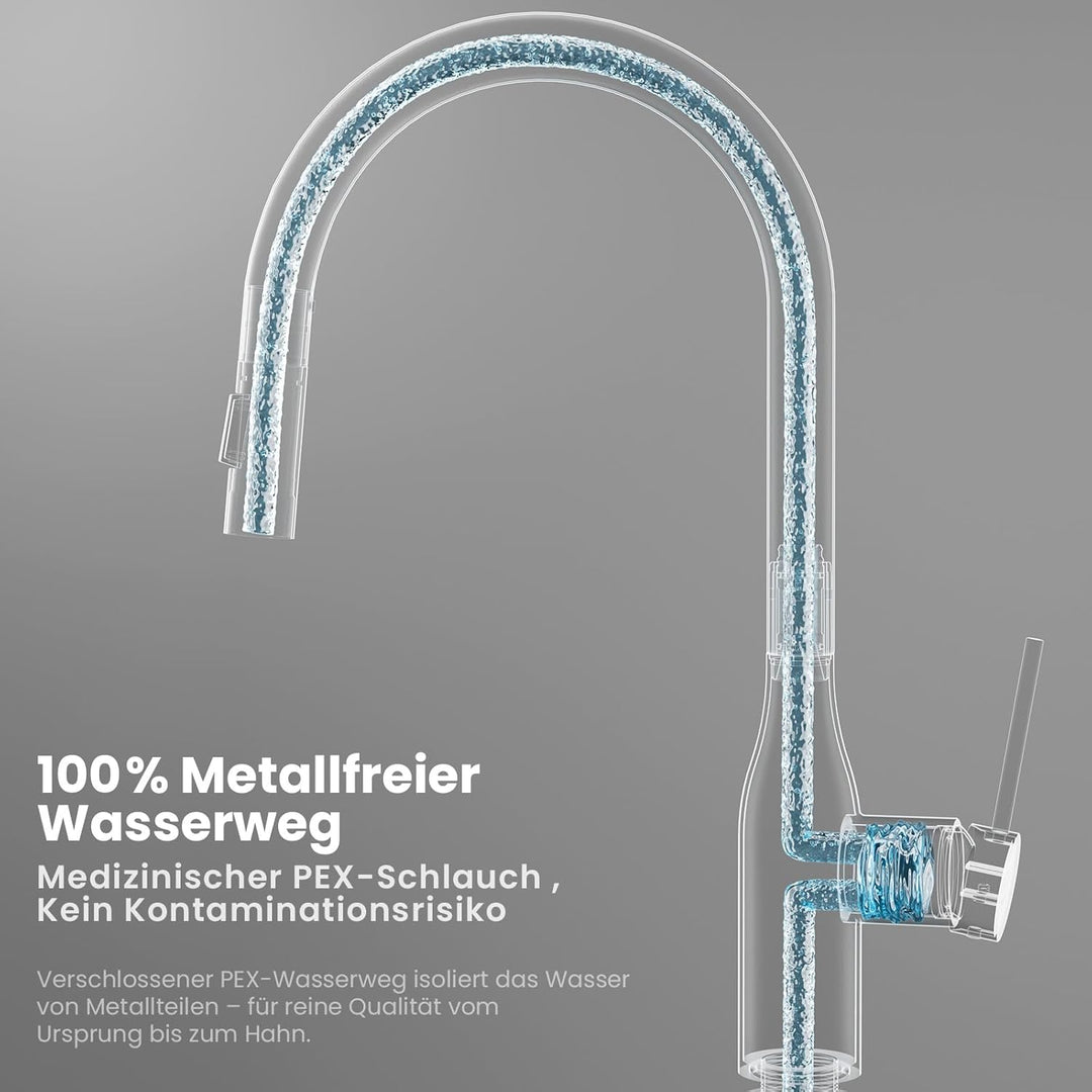 CECIPA Wasserhahn Küche Ausziehbar, Hochdruck Küchenarmatur Edelstahl, 360° Schwenk Armatur Küche mi