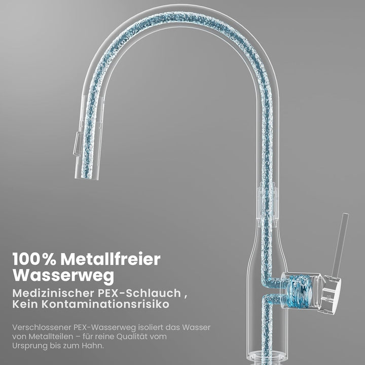 CECIPA Wasserhahn Küche Ausziehbar, Hochdruck Küchenarmatur Edelstahl, 360° Schwenk Armatur Küche mi