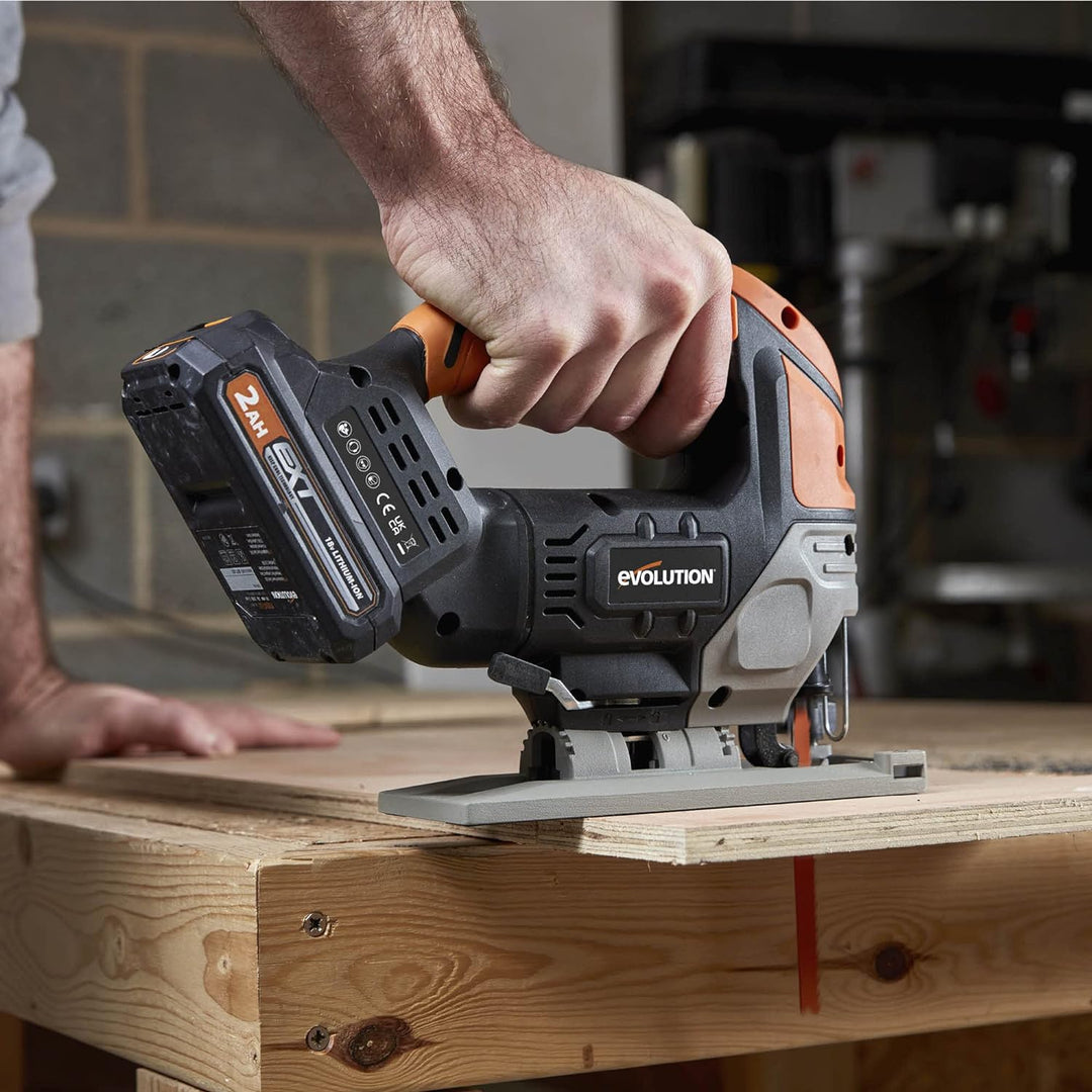 Evolution Power Tools R90JGS-Li Akku-Stichsäge – 5 Mehrzweck-Sägeblätter im Lieferumfang enthalten K