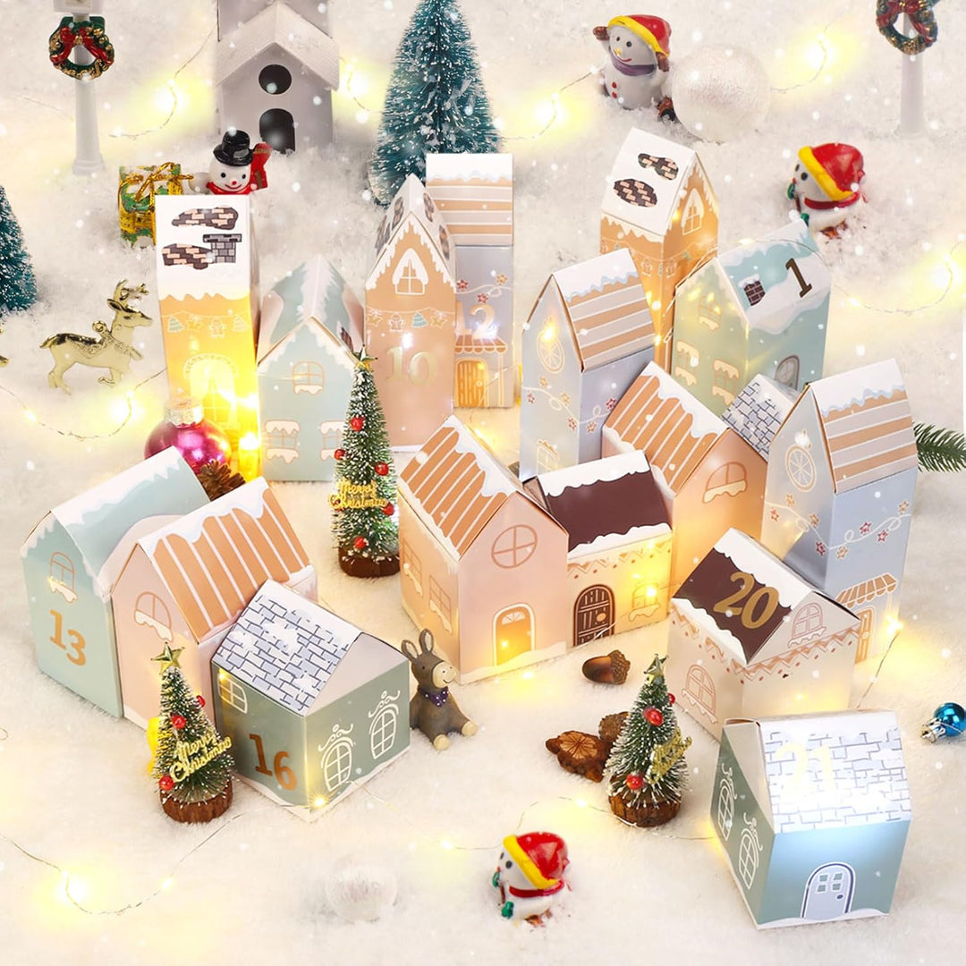 Kesote Adventskalender zum befüllen Kinder Weihnachtskalender Boxen Häuser Schachteln Weihnachten Ki