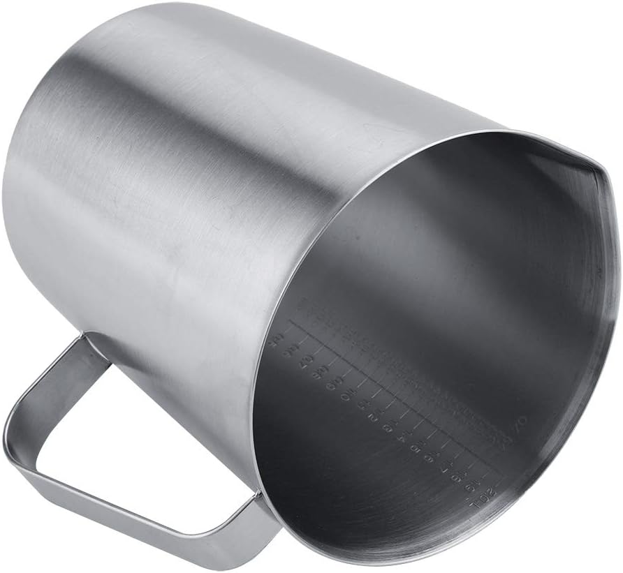 Edelstahl Messbecher, 2000ml Messkanne aus Edelstahl mit Griff, Milchkanne Edelstahl mit Skalen