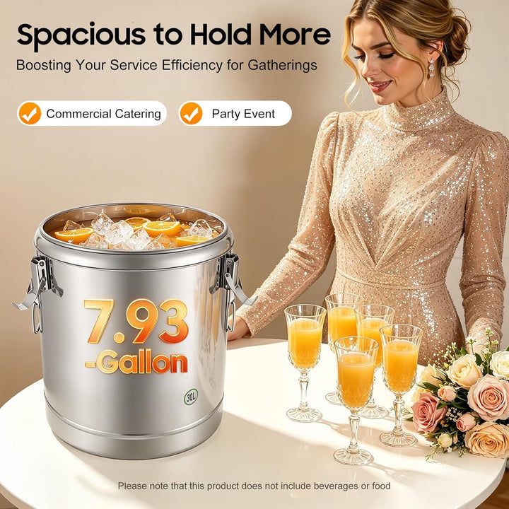 Thermobehälter für Essen 20L aus Edelstahl für Catering | Warmhaltebehälter Gastro, bis zu 12 Std. T