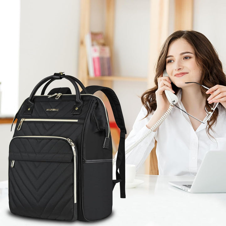 VANKEAN 15.6 Zoll Laptop Rucksack für damen herren Schwarz | Computer Arbeitstasche, Grosse Kapazitä