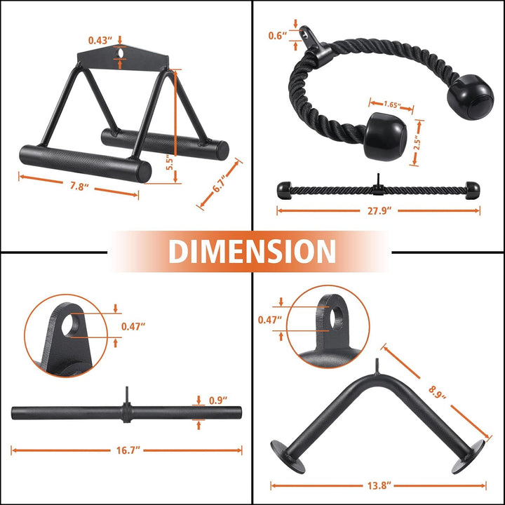 Workout Cable Machine Attachment for Home Gym, SERTT LAT Pulldown Attachments, Cable Accessories for