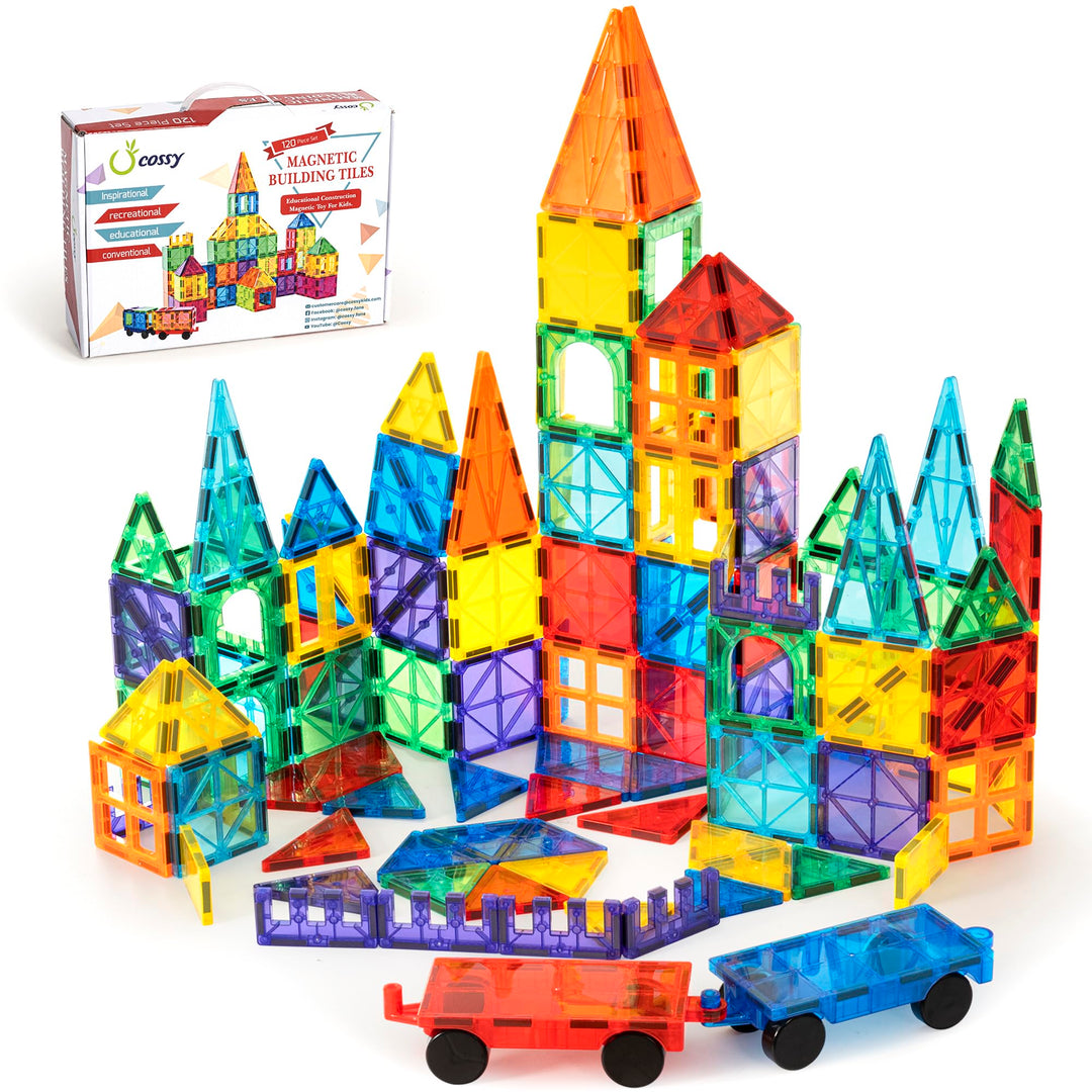 cossy Magnetische Bausteine 120 Teile,Magnetspiel für Kinder,Magnetbausteine für Jungen und Mädchen,