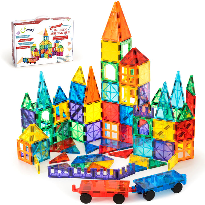 cossy Magnetische Bausteine 120 Teile,Magnetspiel für Kinder,Magnetbausteine für Jungen und Mädchen,