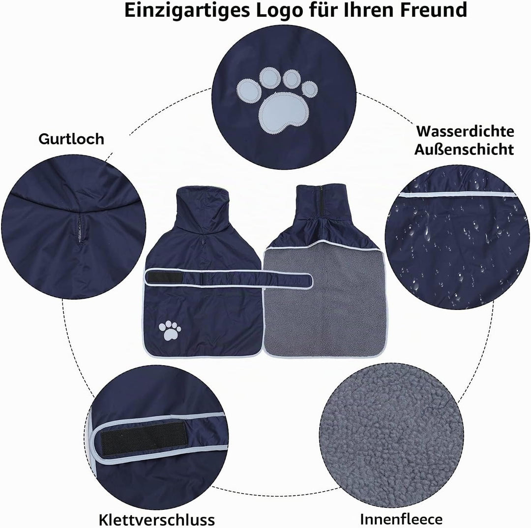 Geyecete-Hunde Wintermantel fur Dackel,Hundejacken mit plüschfutter und Kabelbaumloch,Wasserdichter