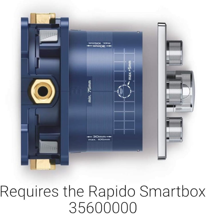 GROHE Grohtherm SmartControl - Thermostat mit 3 Absperrventilen (Fertigmontageset, langlebige Oberfl