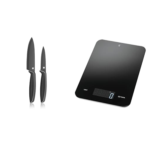 WMF Digitale Küchenwaage 23 x 15 x 2 cm, Backwaage, schwarz &amp; Touch Messerset 2-teilig, Küchenmesser