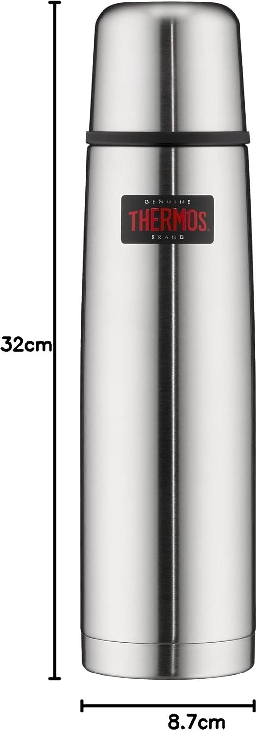 Thermos 4019.205.100 Isolierflasche Light and Compact, 1 L, Edelstahl mattiert Edelstahl 1,00 l, Ede
