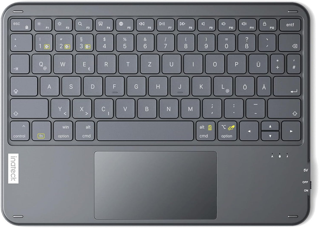 Inateck Tablet Tastatur mit Touchpad, Ultraleichte Tastatur Kabellose QWERTZ Deutsch mit Trackpad, k