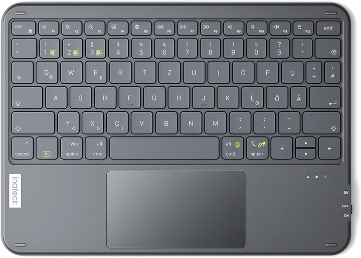Inateck Tablet Tastatur mit Touchpad, Ultraleichte Tastatur Kabellose QWERTZ Deutsch mit Trackpad, k