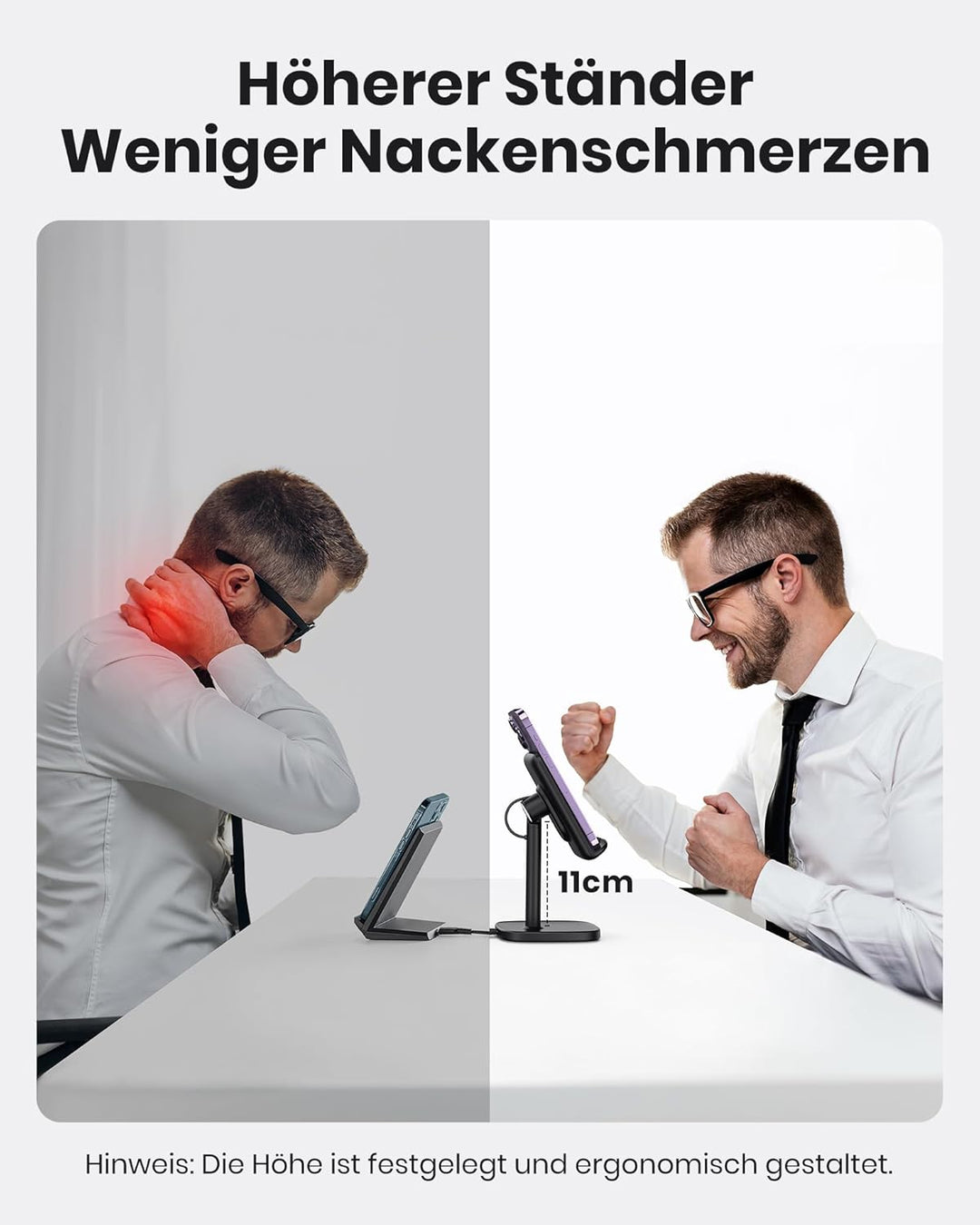 INIU Wireless Charger, 15W Induktive Ladestation Qi-Zertifiziert Schnelles Kabelloses Ladegerät Hand