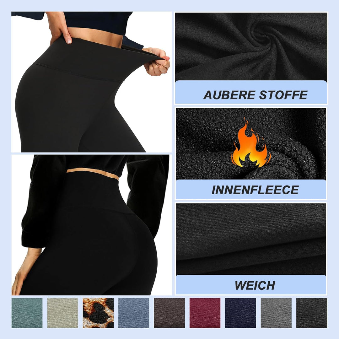 Thermo Leggings Damen Gefütterte Thermoleggins für Winter High Waist Blickdicht Strumpfhose Mit Flee