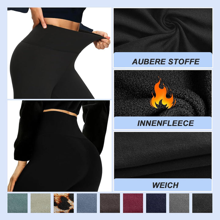 Thermo Leggings Damen Gefütterte Thermoleggins für Winter High Waist Blickdicht Strumpfhose Mit Flee