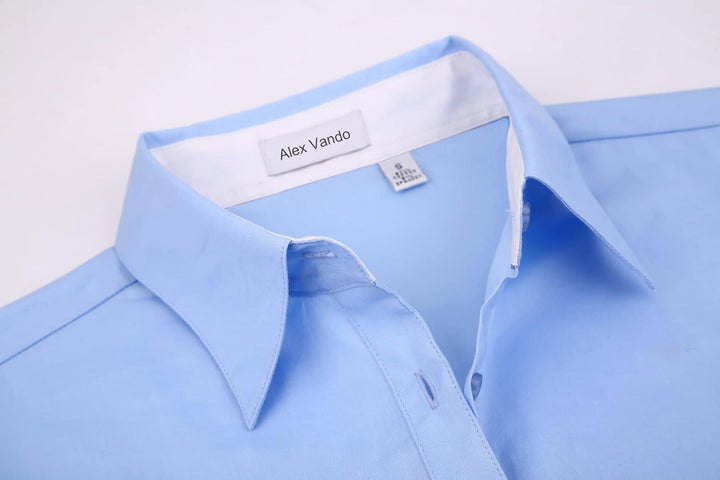 Alex Vando Bluse Damen Langarm Hemd Damen Stretch – Business Button Down Shirts, Bügelfrei Arbeitshe