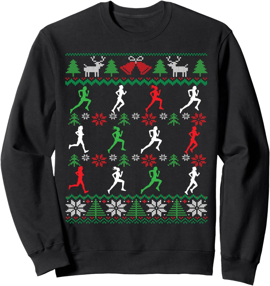 Weibliche Läufer, lustiger Marathon, laufend, hässlich, Weihnachten Sweatshirt
