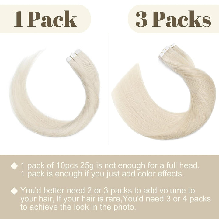 SEGO Tape Extensions Echthaar Haarverlängerung 10 Tressen Klebeband 25g Haarteile 7A Glatt 100% Remy