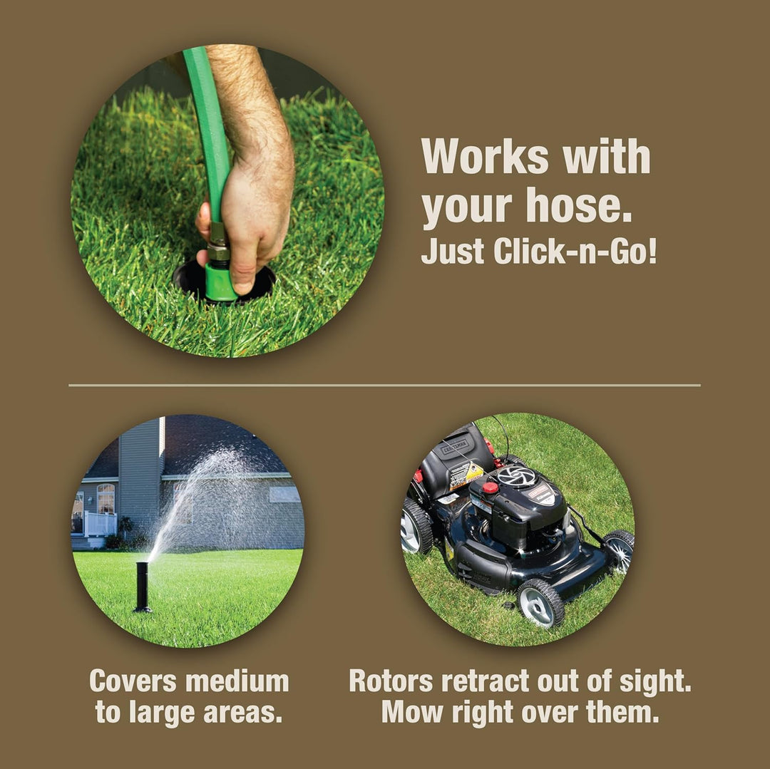 Rain Bird 32HE In-Ground Pro Rotor Pop-Up Sprinklersystem Kit mit Click-N-Go Gartenschlauchanschluss