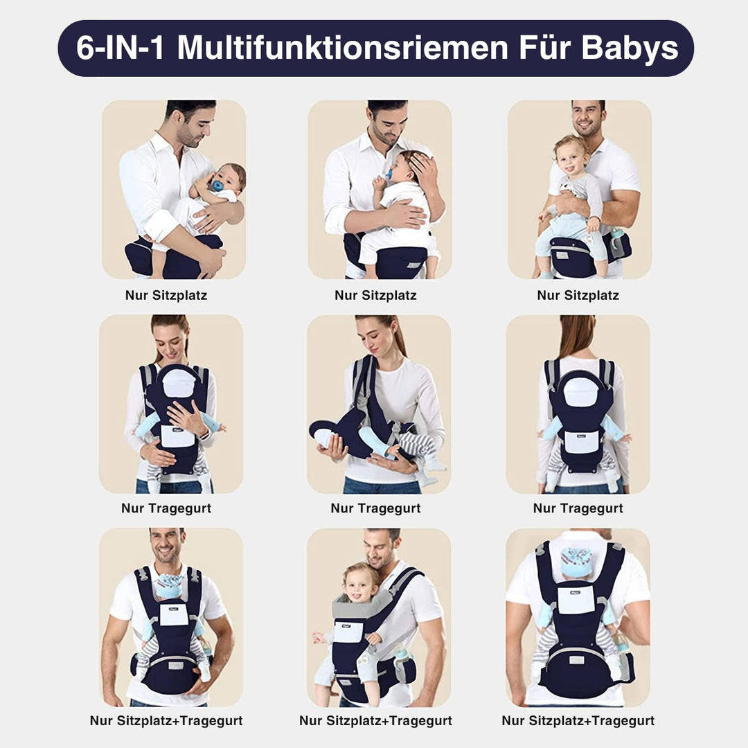 TOFFCAEA 6-in-1 Babytrage Neugeborene, Babytrage Ergonomische Reine Baumwolle Leicht, verstellbarer