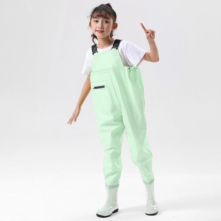 Wathose Kinder Wasserdicht mit Stiefel Kinderwathose Matschhose Jungen Anglerhose mit Stiefel Mädche