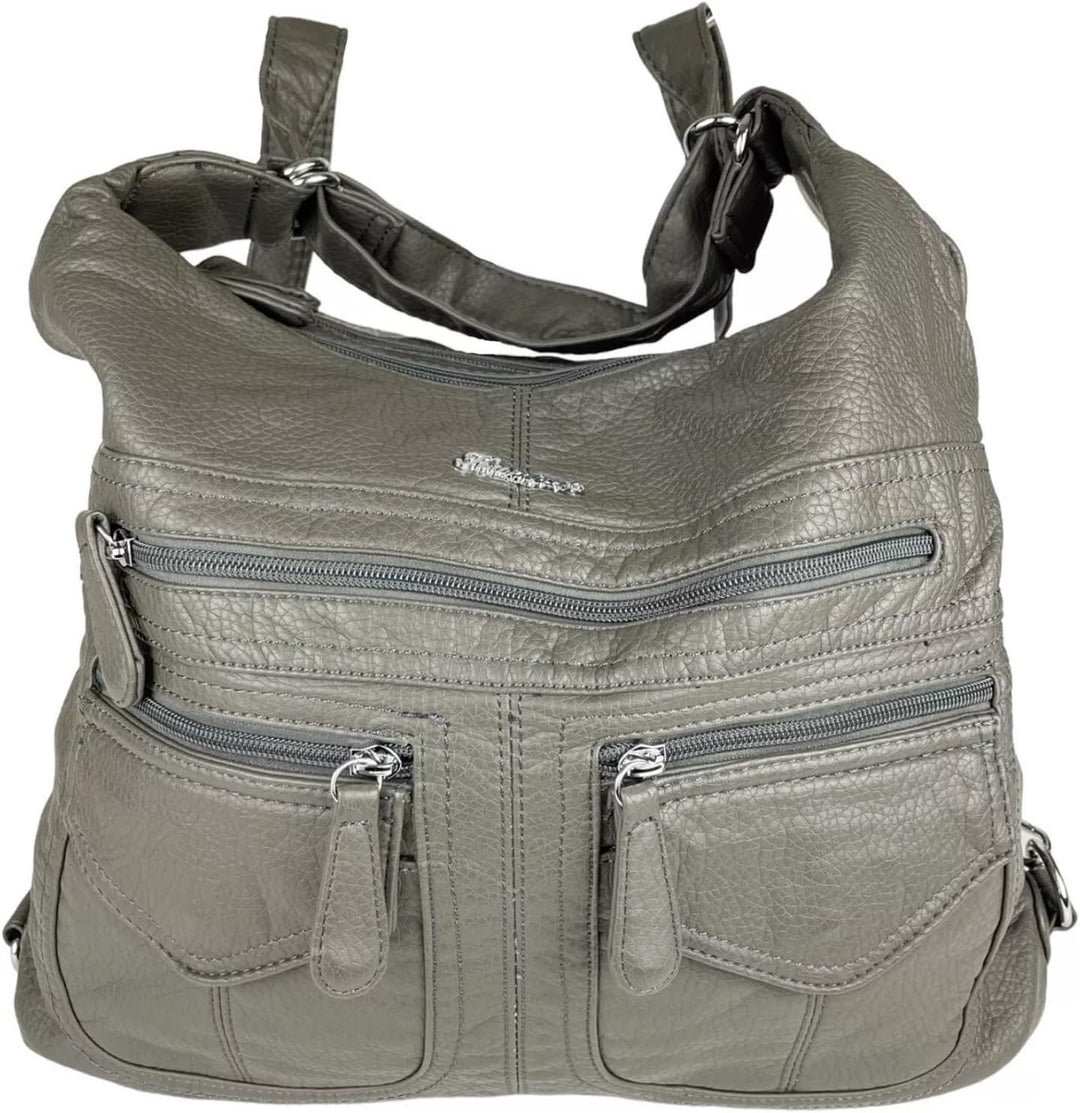 kennydoo Rucksacktasche I 2in1 Damen Rucksack und Handtasche in Einem I Schultertasche einfarbig uni