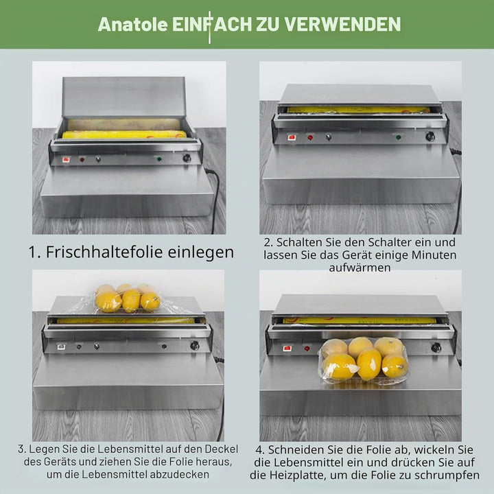 Anatole Frischhaltefolie Verpackungsmaschine aus Edelstahl 450mm Elektrischer Folienspender Kommerzi