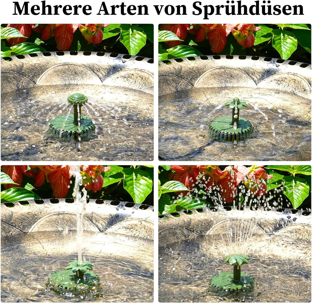 AISITIN Solar Springbrunnen für Aussen, 3,5W Dunkelgrün Solar Fontäne Pumpe mit Verschiedene Sprüh E