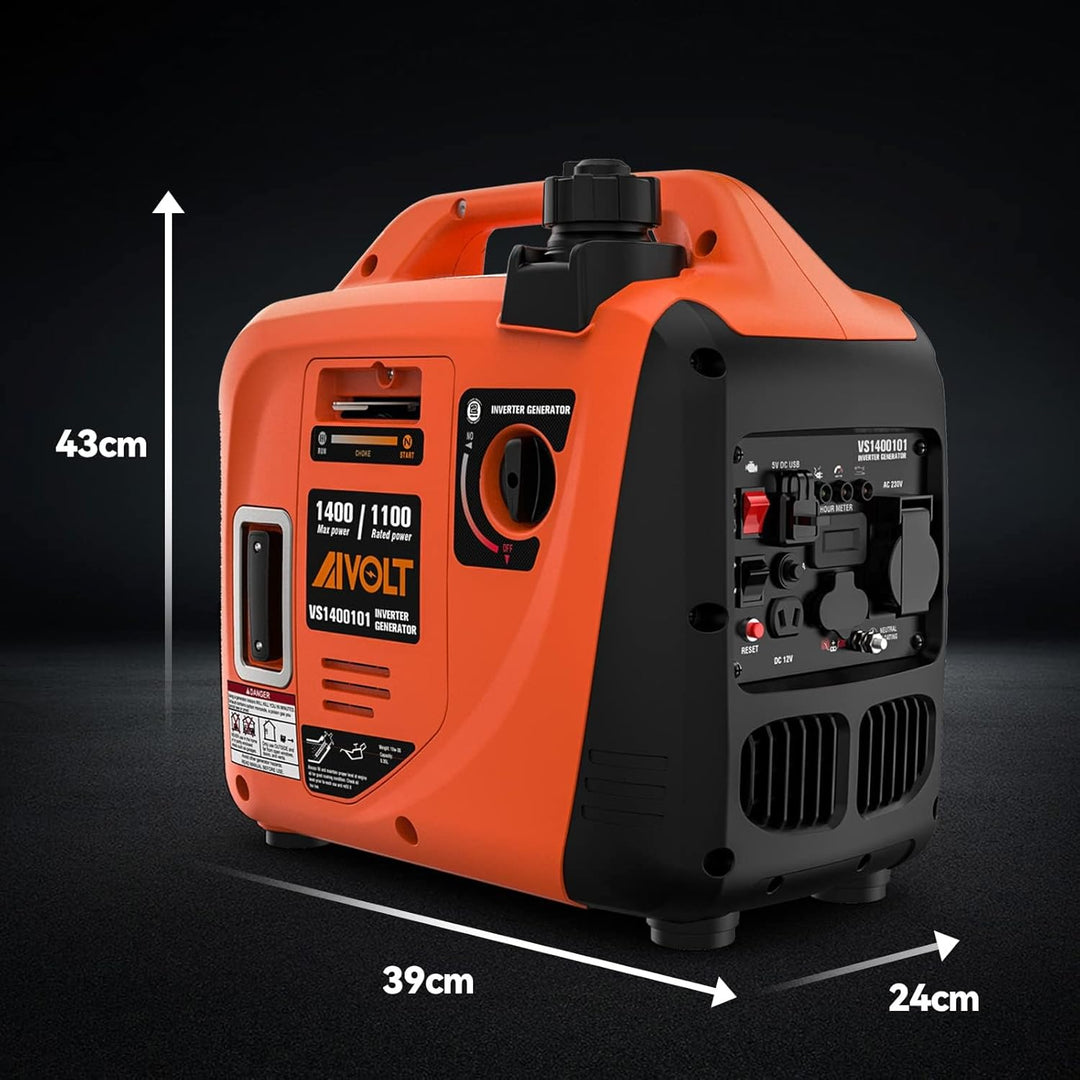AIVOLT Inverter Stromerzeuger 1400 Watt Notstromaggregat Benzin leise Stromaggregat für Campen, Fest