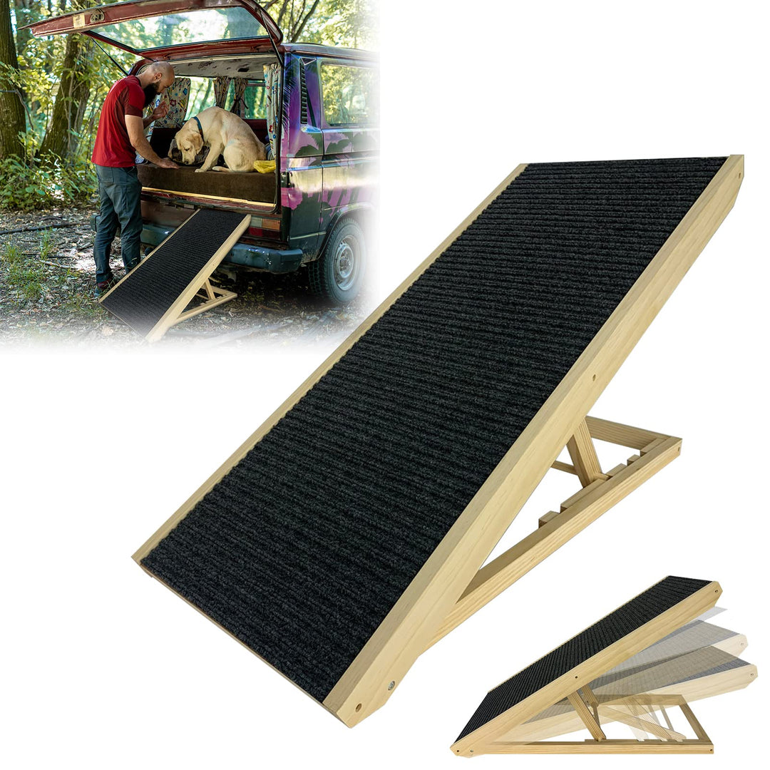 Hundetreppe Holz Hunderampe Haustiertreppe für Grosse Hunde Katzen Haustiere, Klappbar Hunderampen T
