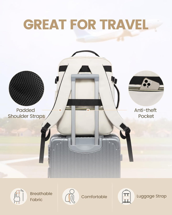 LOVEVOOK Handgepäck Rucksack Flugzeug, 40L Gross Reiserucksack Damen Kofferrucksack, Wasserdicht Rei