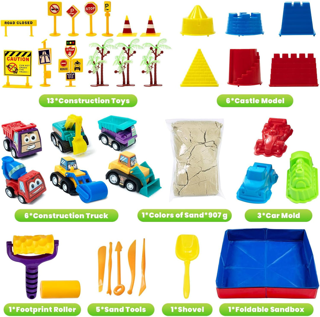 CROSOFMI Magic Sand Für Kinder Set Spielsand Faltbarer Sandkasten für Jungen Mädchen 3 4 5 6 7+ Jahr