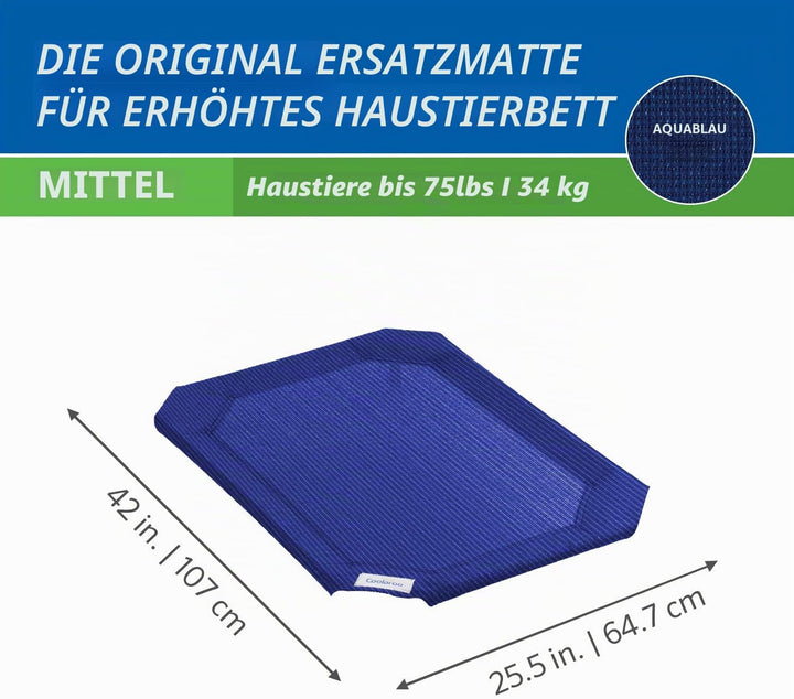 Coolaroo The Original Ersatzbezug für erhöhtes Haustierbett, Grösse M, Wasserblau, L 107 x B 65 x H