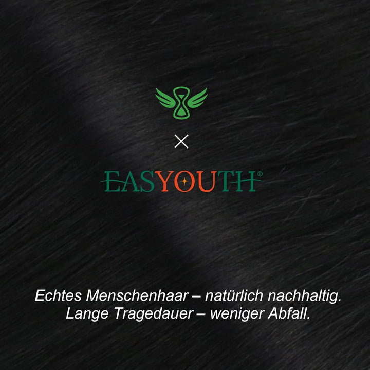 Easyouth Nano Bead Extensions Echthaar Farbe Pechschwarz 14 Zoll 50 Stück 50g Pre Bonded Haarverläng