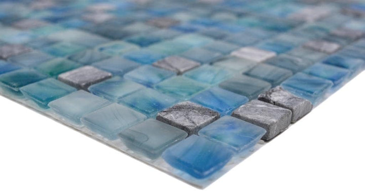 Mosaik Fliese Transluzent grünblau Glasmosaik Crystal Stein Cream grünblau für WAND BAD DUSCHE KÜCHE