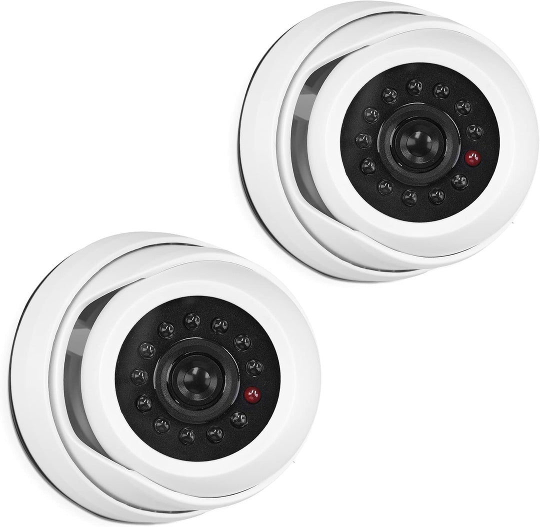 kwmobile 2X Dummy Kamera für Deckenunterbau - mit LED Licht - Dome Überwachungskamera Attrappe Set -