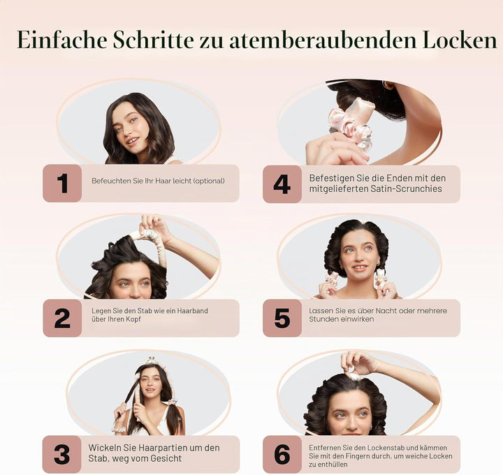 Kitsch Satin Heatless Curling Set - Heatless Lockenwickler Stirnband für Kurzes & Langes Haar Locken