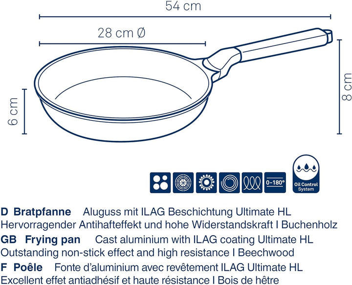 kela Bratpfanne Vitana, Ø 28 cm, Aluguss, grau, recycelbar, Allherdboden, antihaftbeschichtet, hitze