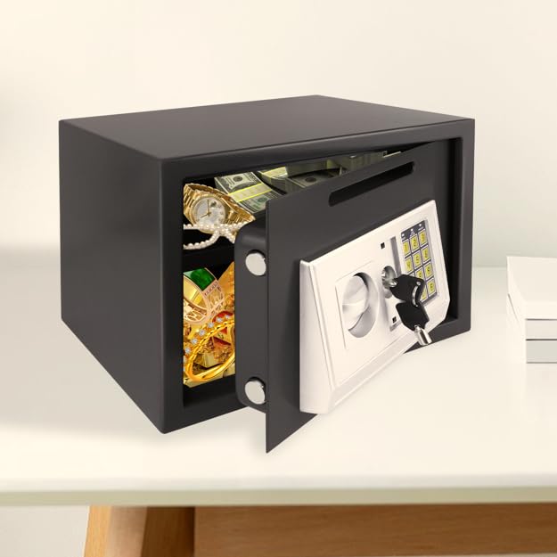 16L Tresor mit 2 Schlüssel und Elektronikschloss Wandtresor Elektronischer Safe Eisenstahl Safe Schr