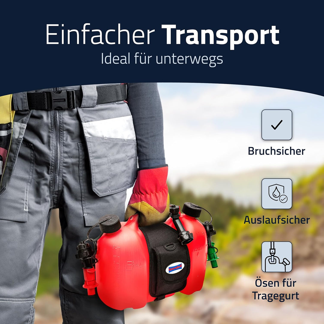 hünersdorff 805062 PROFI Doppelkanister / Kombikanister für Kraftstoff und Öl mit Satteltasche und z