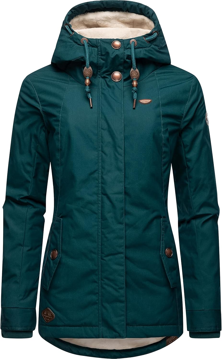 Ragwear Damen warme Winterjacke kurz mit Kapuze Monade XS-6XL M Dark Green22, M Dark Green22