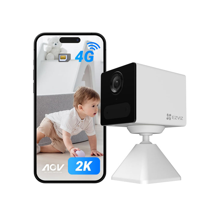 EZVIZ 3G/4G LTE Überwachungskamera mit Akku, 2K Kamera Indoor mit AOV-Modus, KI Personenerkennung, 2