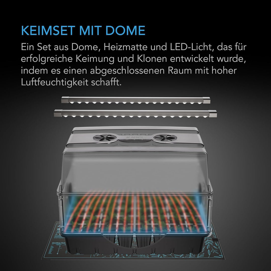 AC Infinity Feuchtigkeitskuppel, Keimset mit wasserdichter Sämlingmatte und dimmbaren LED-Wachstumsl